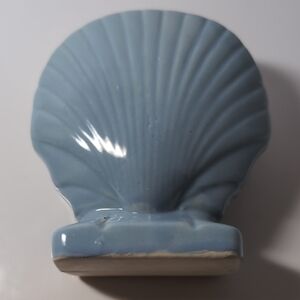 Vintage Light Blue Seashell Ceramic Vase, Handmade